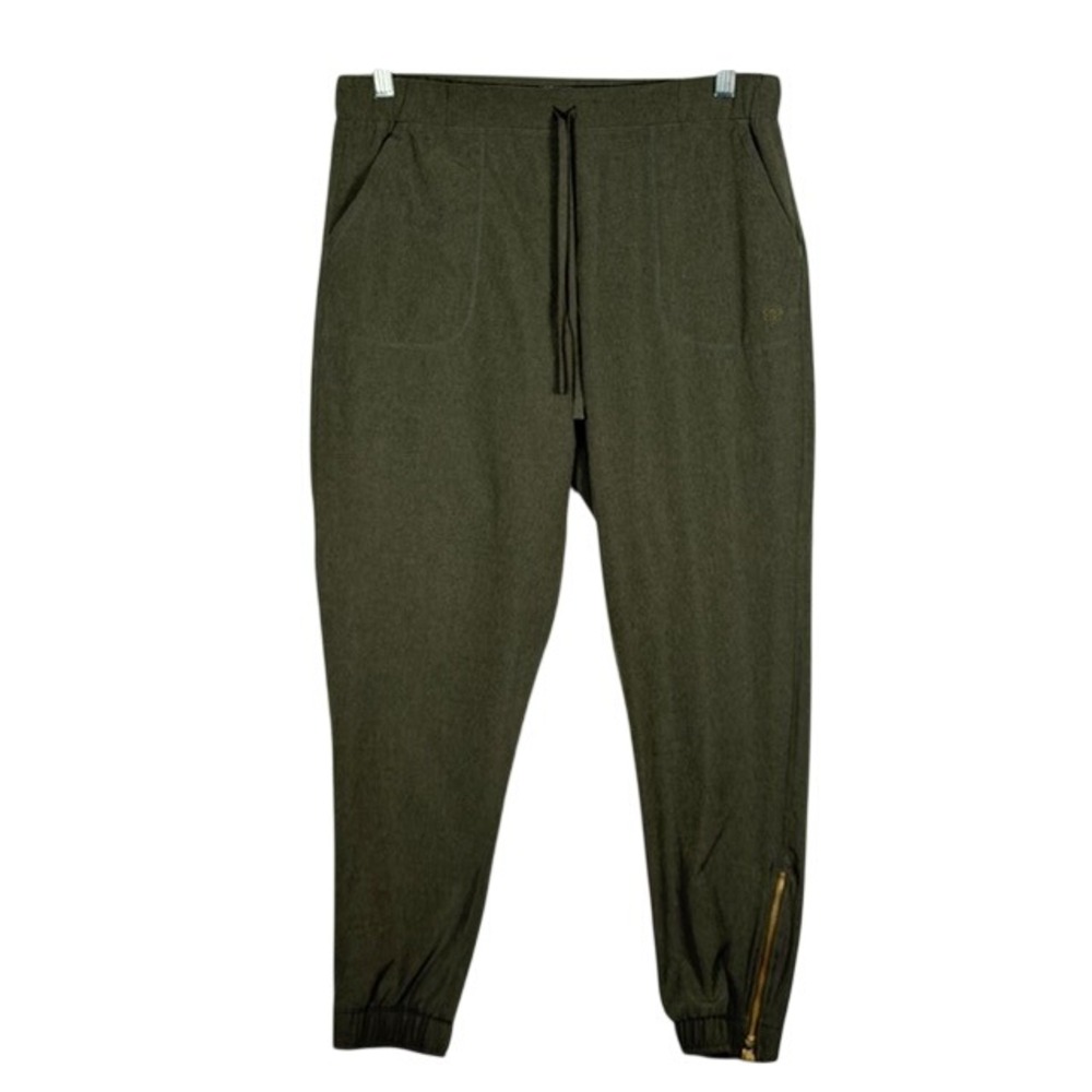 Albion Fit Jetsetter Joggers Olive Green Ankle Zip Womens Size‎ S Stretch Pants